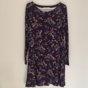 NWT Purple Floral Long Sleeve Loft Dress